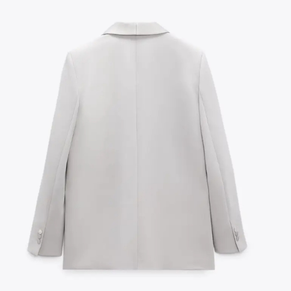 Zara * Satin Effect Blazer Jacket Gray size XS and S New - Picture 8 of 13